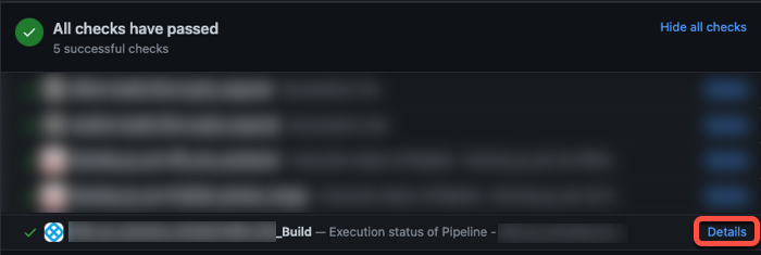 A PR's Git status with a link to a Harness CI build.